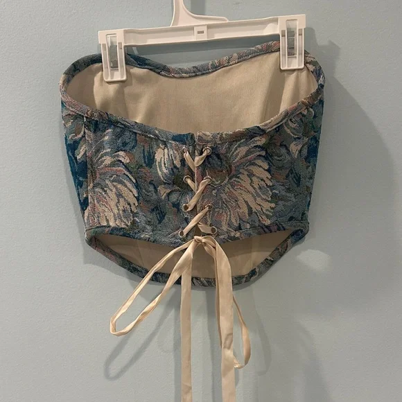 Floral Tapestry Lace-Up Corset - Picture 2 of 2